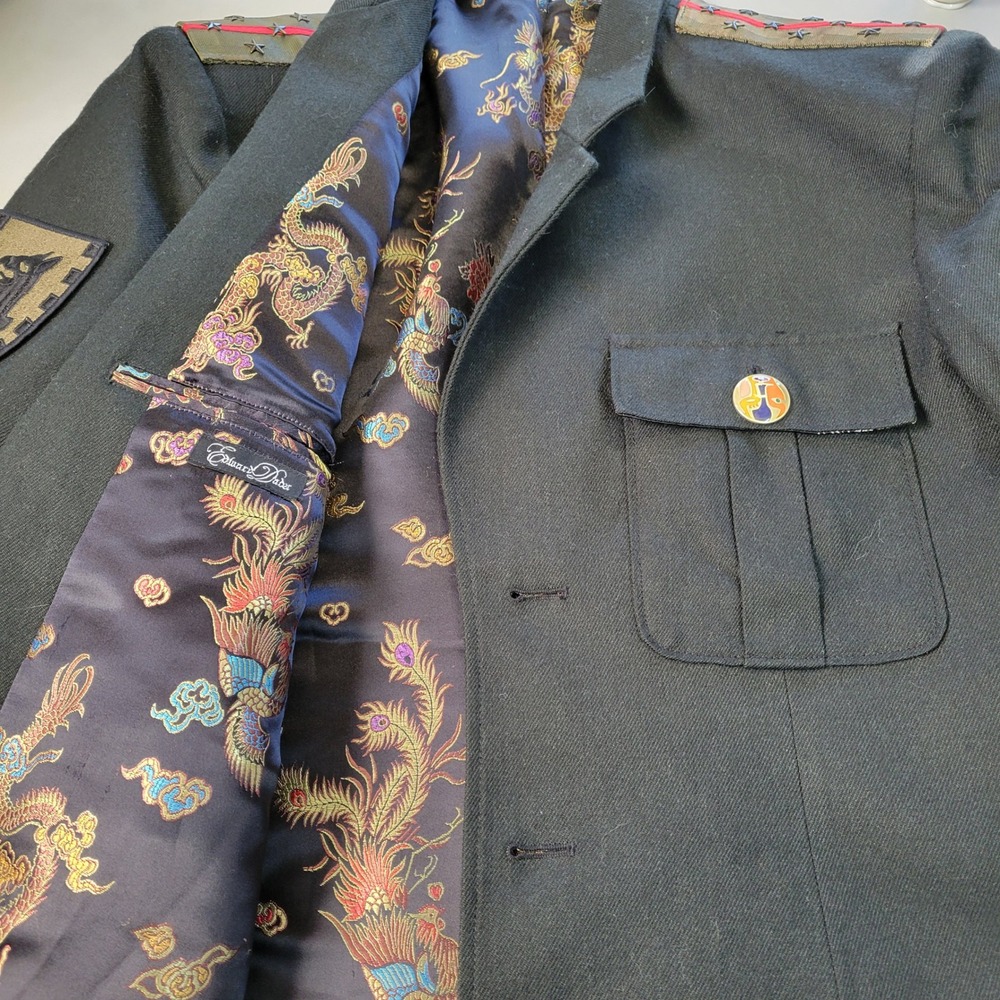 Edward Dada Military Style Jacket Dragon Lining Blazer Coat Large L - Picture 4 of 14